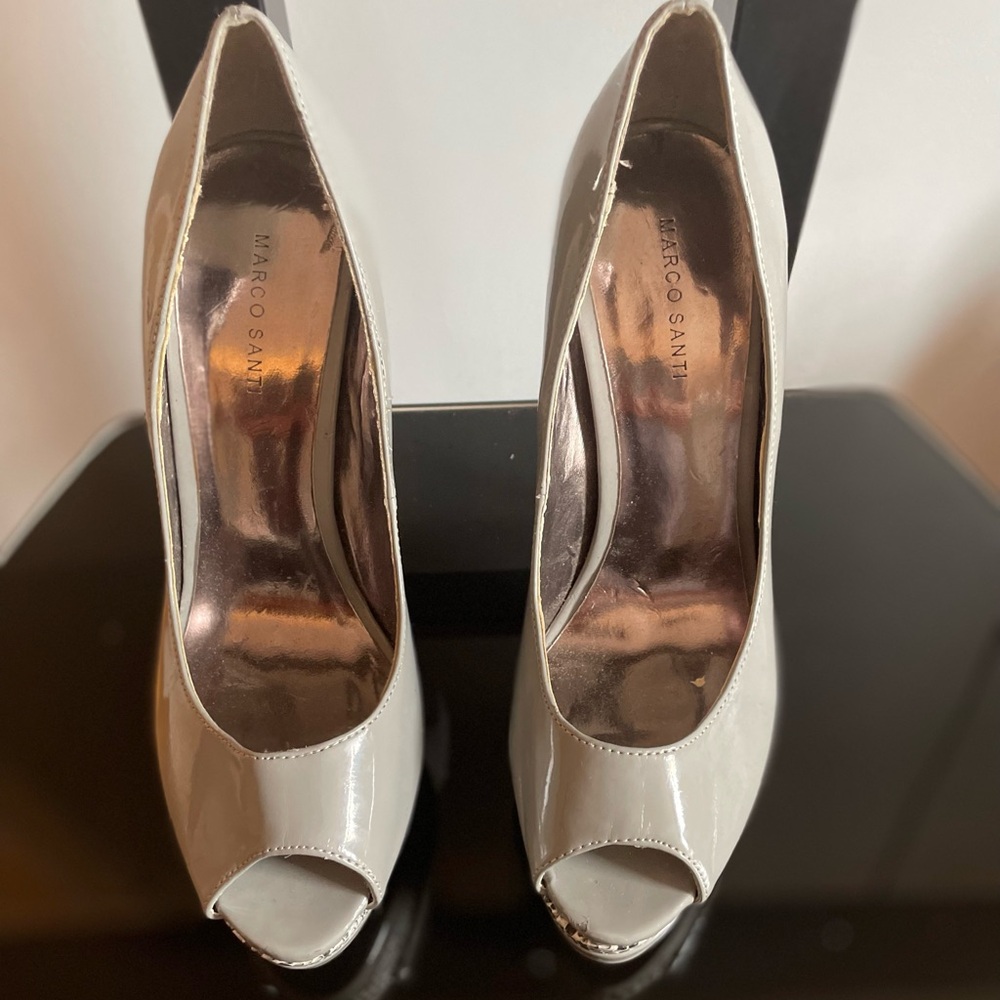 Grey platform with snake skin stiletto man made material size 9